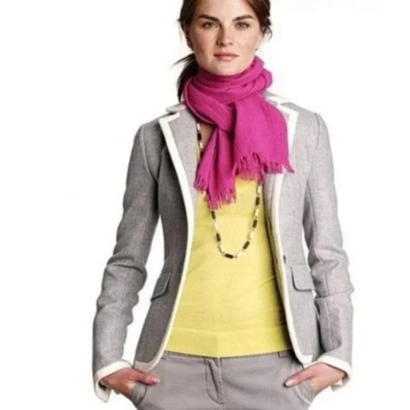 J. Crew Lexington Wool Blazer Classic Sz 0 gray with white tipped - Picture 3 of 8